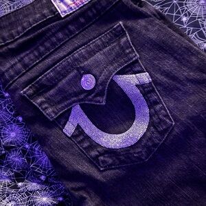 True Religion Black Denim with White Label